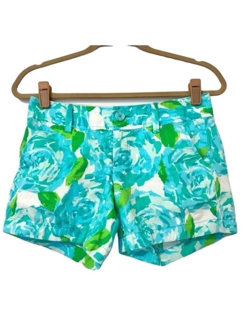 Lilly Pulitzer First Impressions Callahan Shorts Womens 00 Blue Green Floral